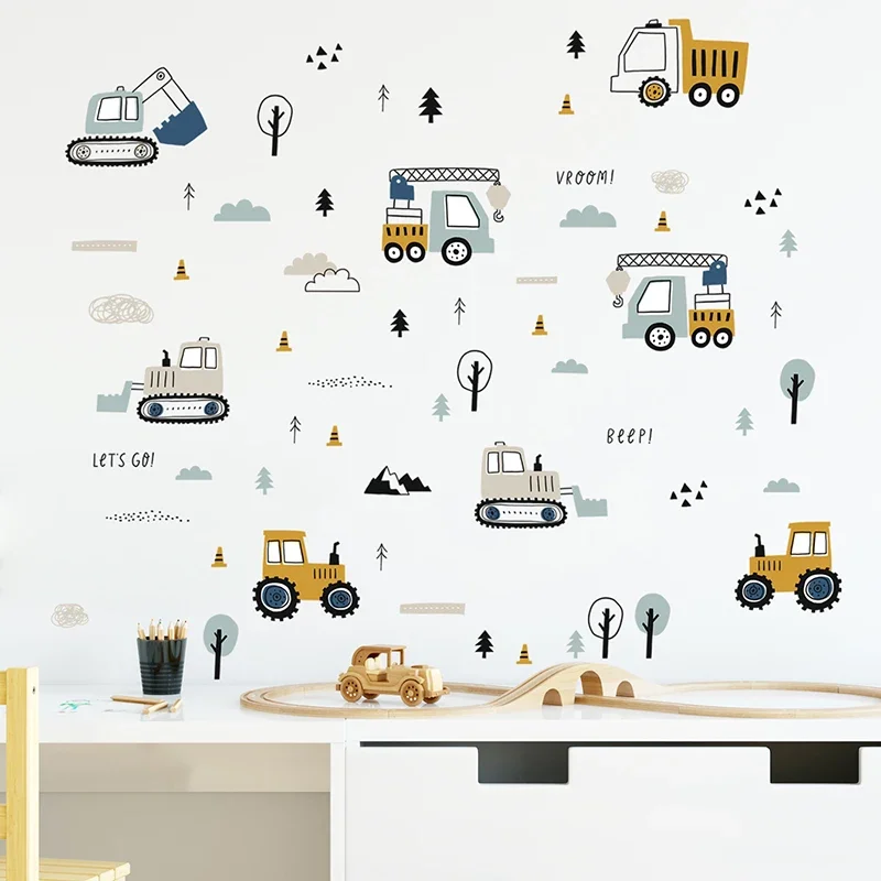 Hand Drawn Cute Cars Cargo Tru - đánh giá và giá Baby Nursery Stickers