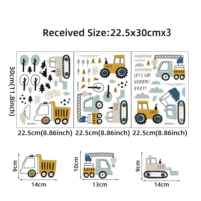 Hand Drawn Cute Cars Cargo Tru - đánh giá và giá Baby Nursery Stickers