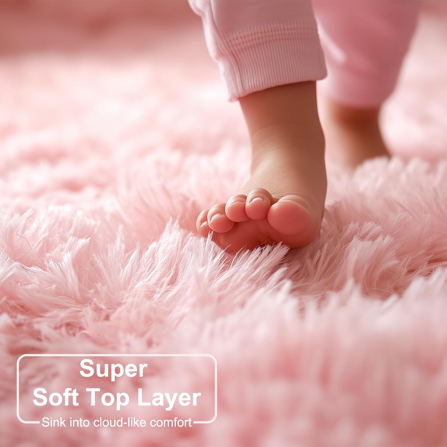 Fluffy Pink Area Rug 4x6 for B - đánh giá và giá Soft Rug Nursery
