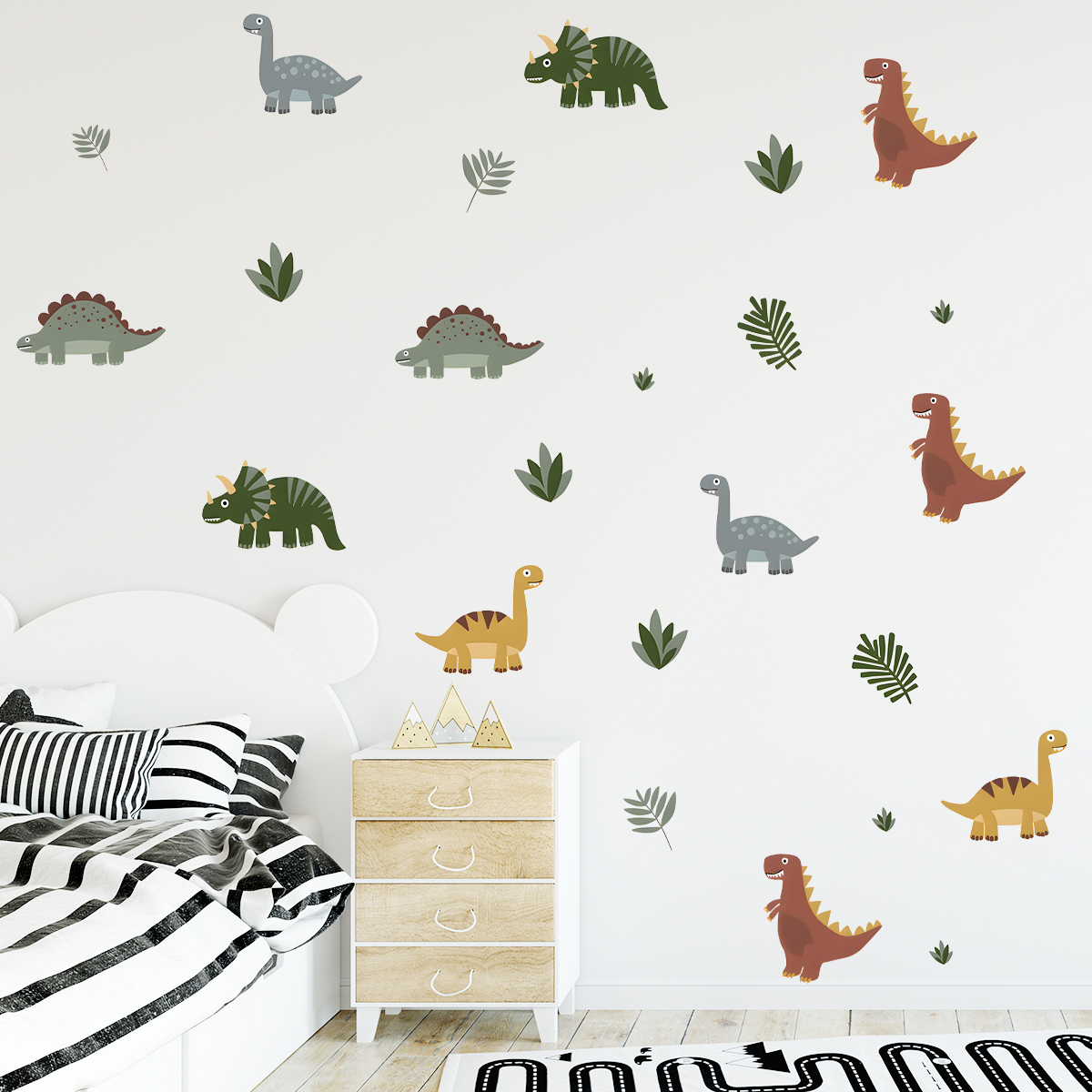 Cartoon Cute Dinosaur Leaf Ani - đánh giá và giá Baby Nursery Stickers