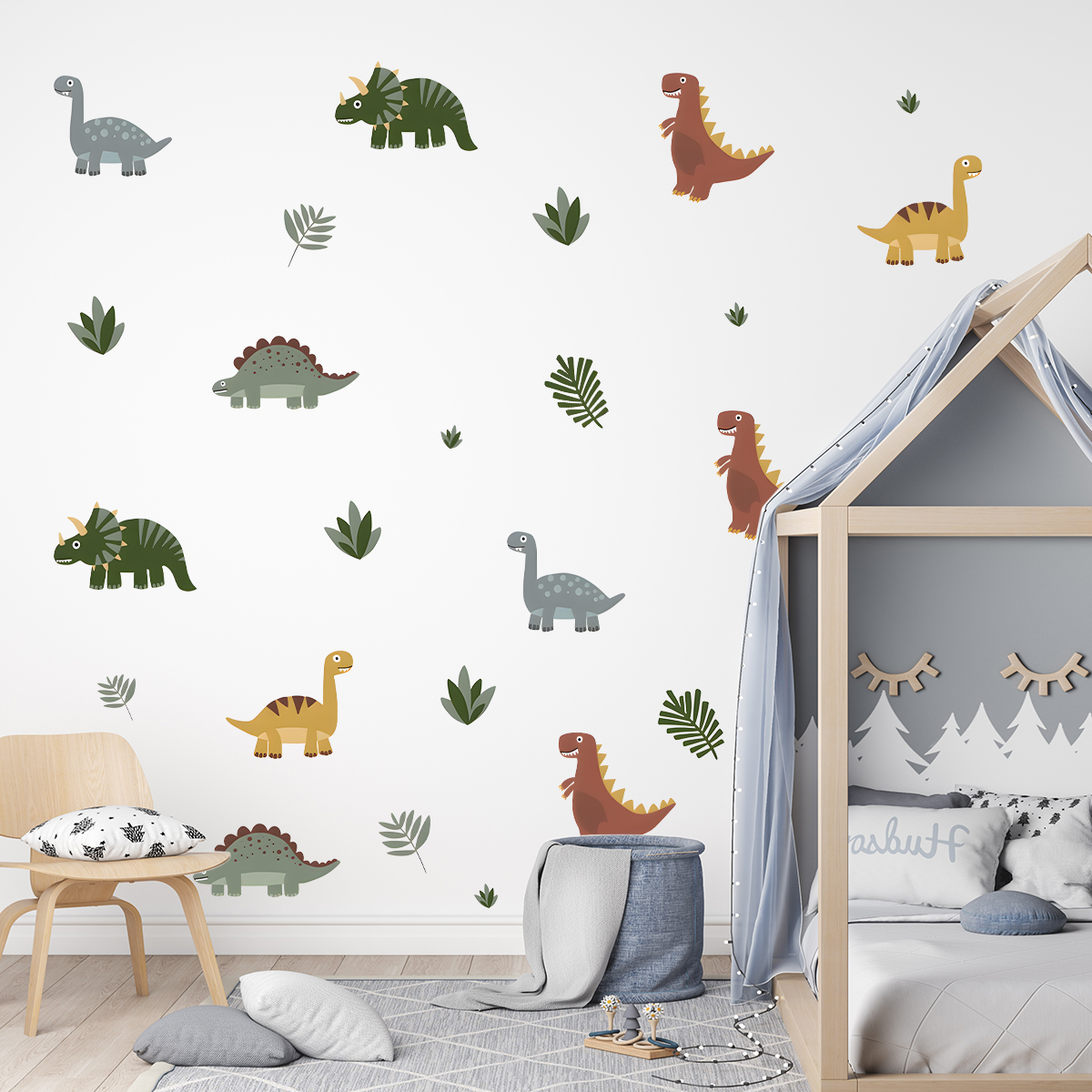 Cartoon Cute Dinosaur Leaf Ani - đánh giá và giá Baby Nursery Stickers