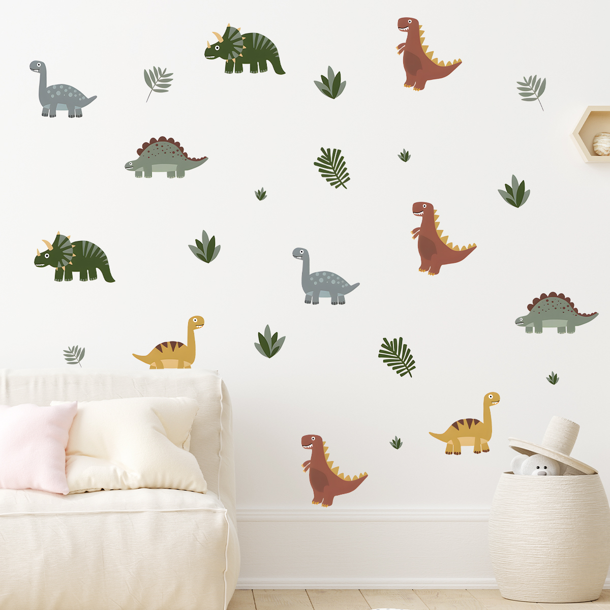 Cartoon Cute Dinosaur Leaf Ani - đánh giá và giá Baby Nursery Stickers