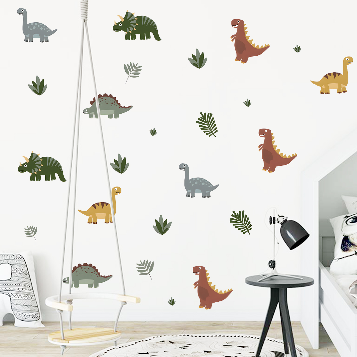 Cartoon Cute Dinosaur Leaf Ani - đánh giá và giá Baby Nursery Stickers