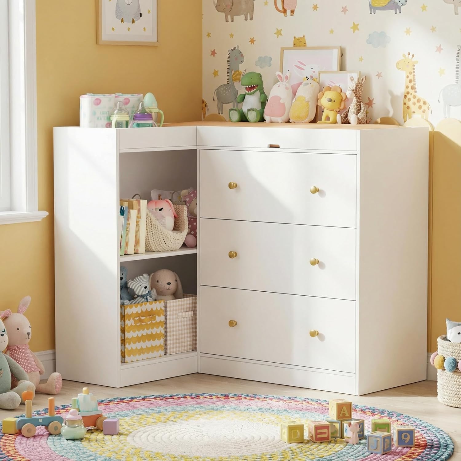 Corner Nursery Changing Table  - đánh giá và giá Baby Nursery Dresser Changing Table
