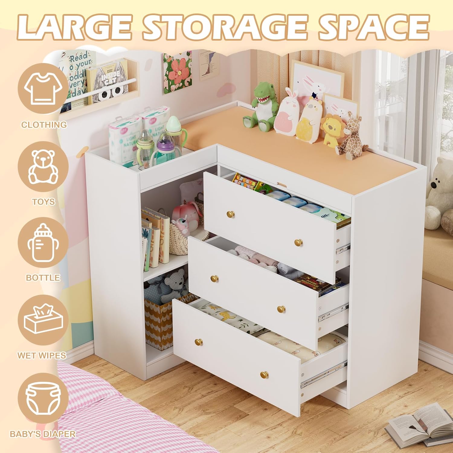 Corner Nursery Changing Table  - đánh giá và giá Baby Nursery Dresser Changing Table