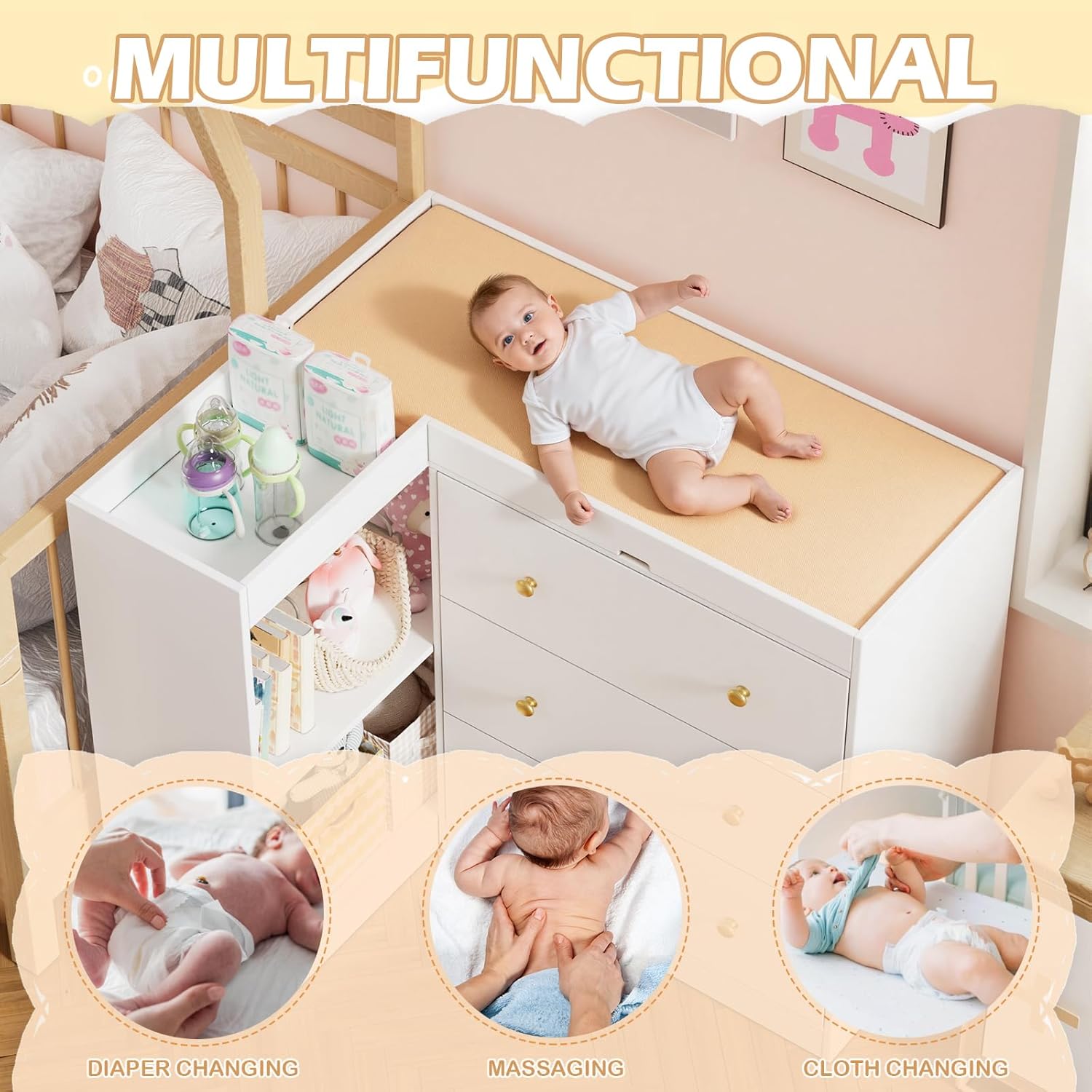 Corner Nursery Changing Table  - đánh giá và giá Baby Nursery Dresser Changing Table
