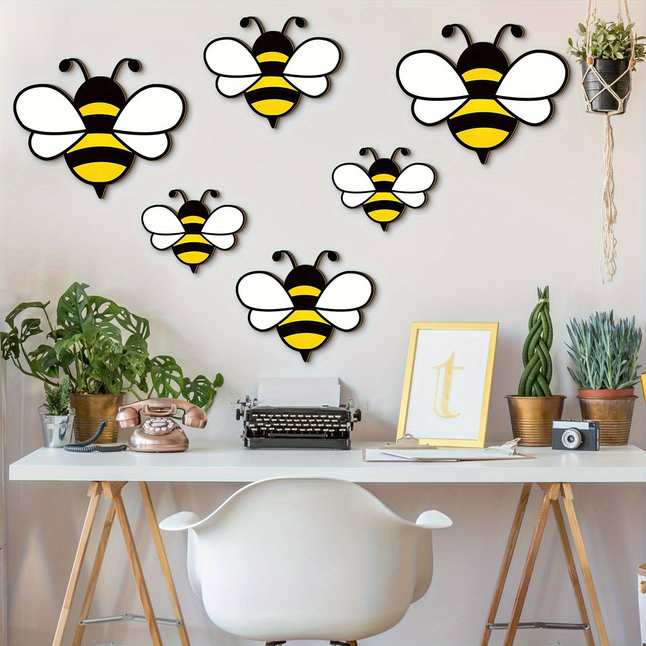 6Pcs Cute Bee Wooden Wall Stic - đánh giá và giá Baby Nursery Stickers