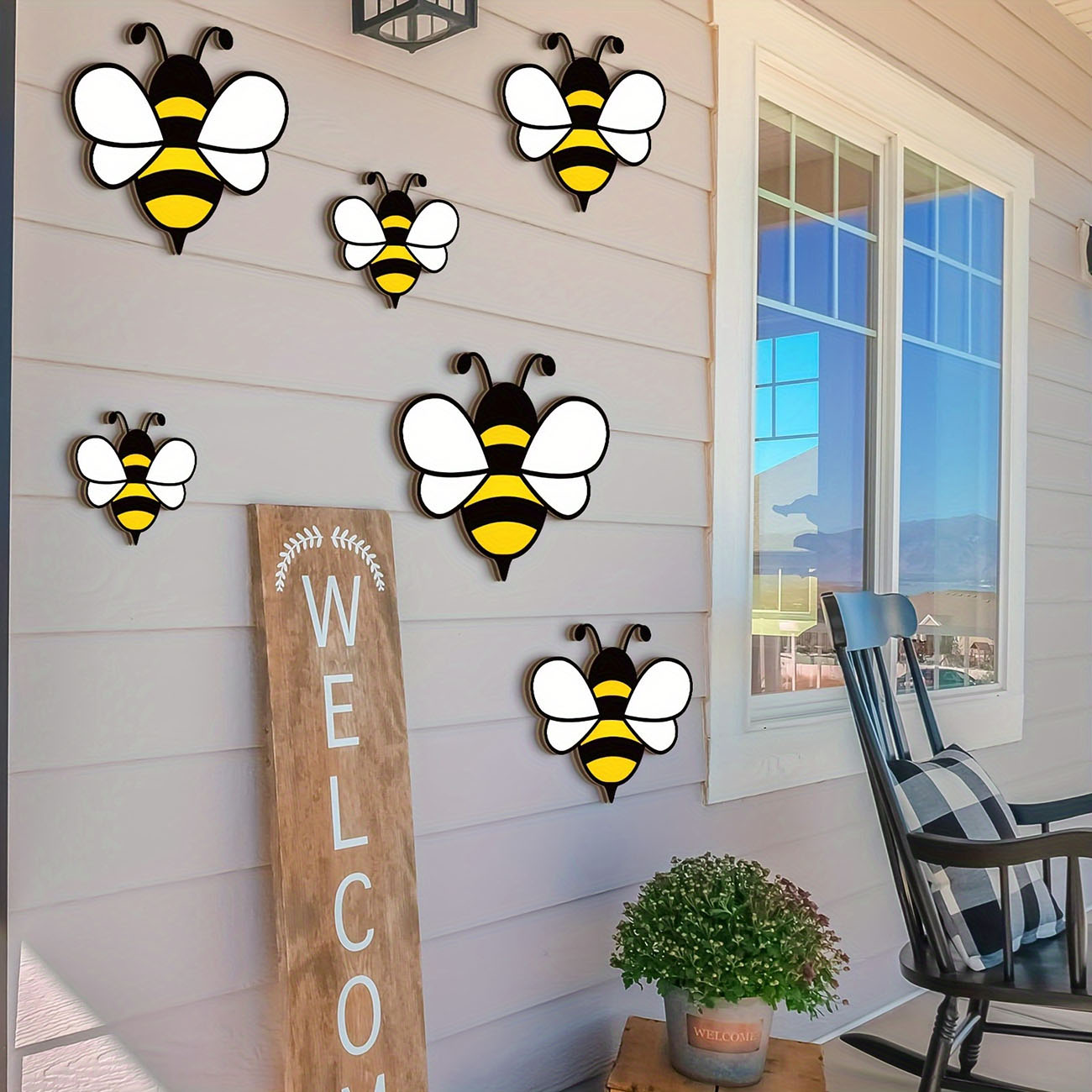 6Pcs Cute Bee Wooden Wall Stic - đánh giá và giá Baby Nursery Stickers