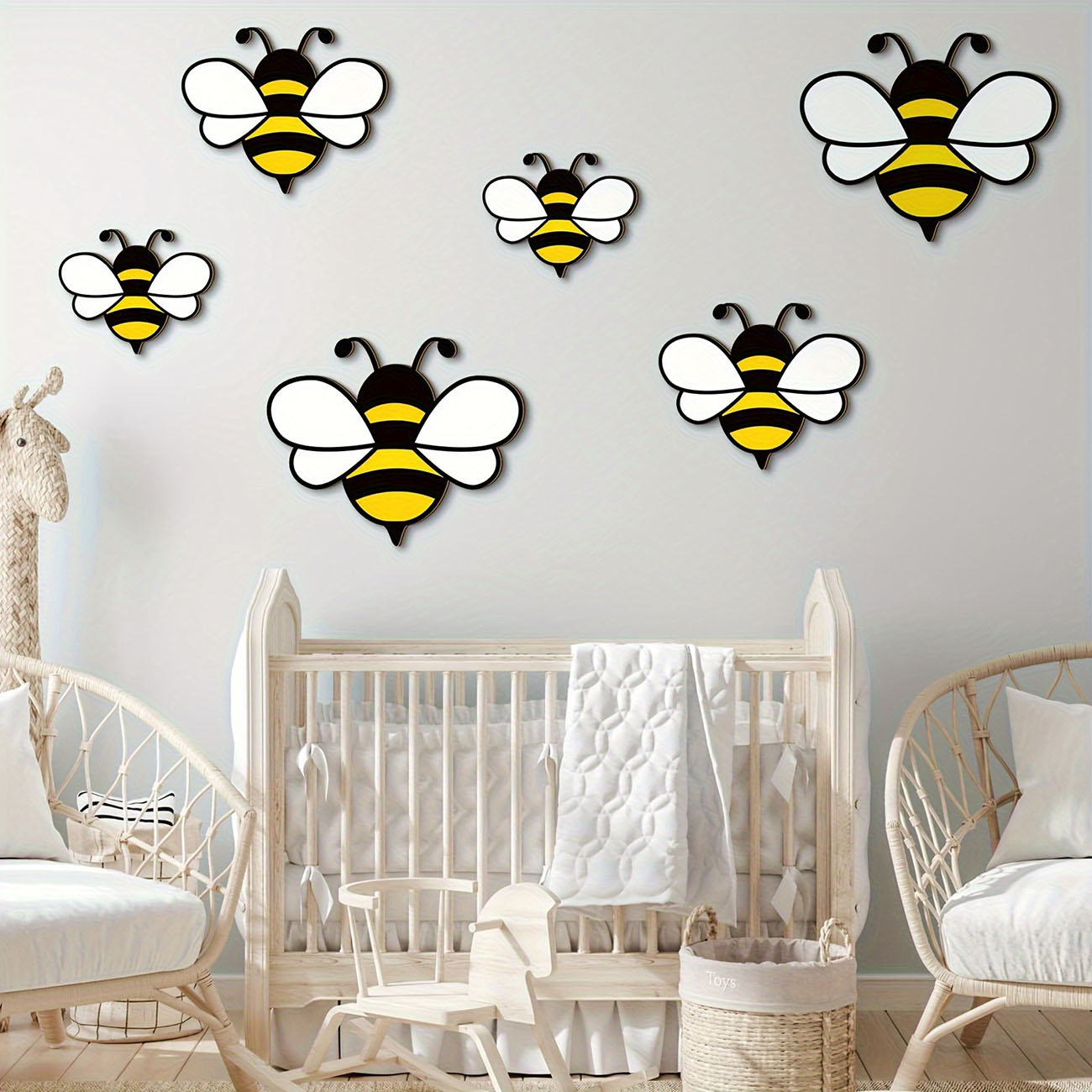 6Pcs Cute Bee Wooden Wall Stic - đánh giá và giá Baby Nursery Stickers