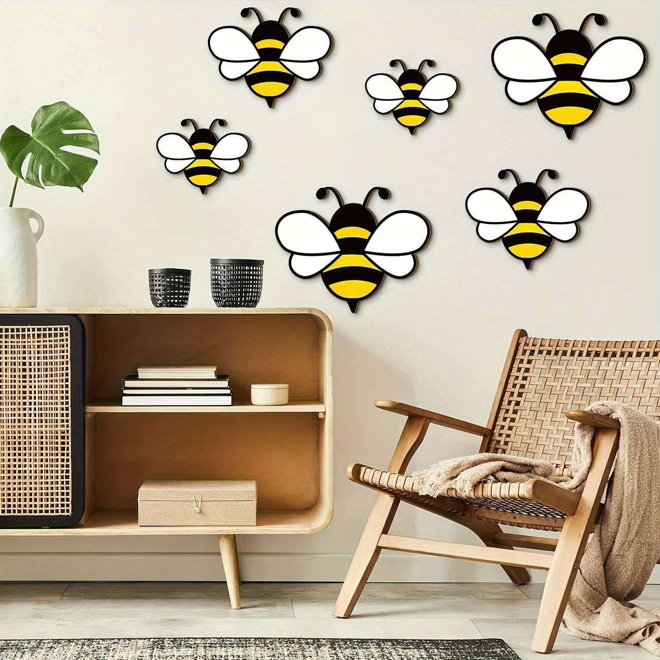 6Pcs Cute Bee Wooden Wall Stic - đánh giá và giá Baby Nursery Stickers