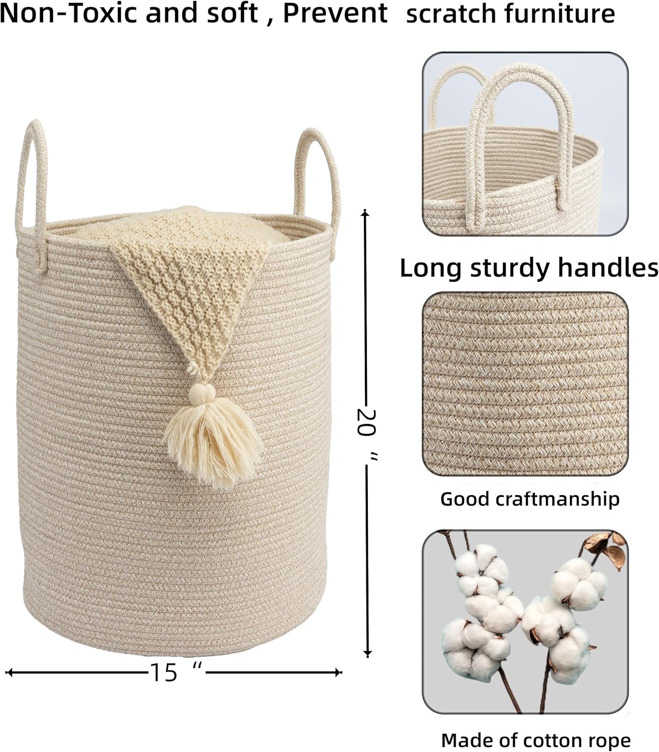 Woven Cotton Rope Laundry bask - đánh giá và giá Baby Nursery Laundry Basket