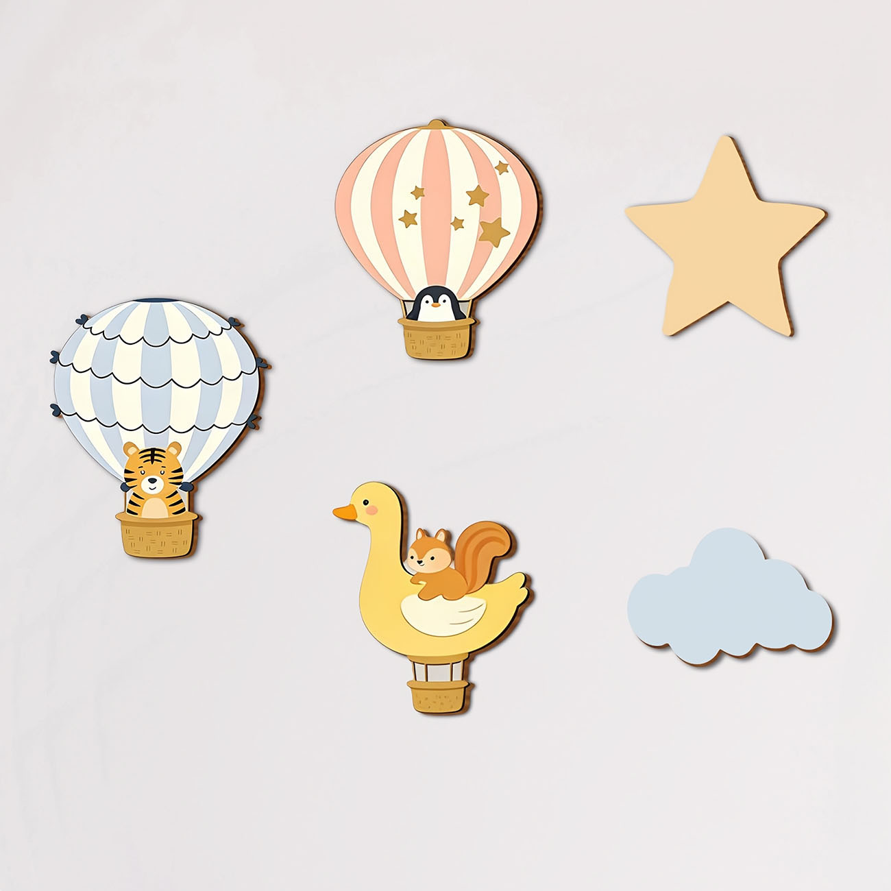 5Pcs Animal Hot Air Balloon Wo - đánh giá và giá Baby Nursery Stickers
