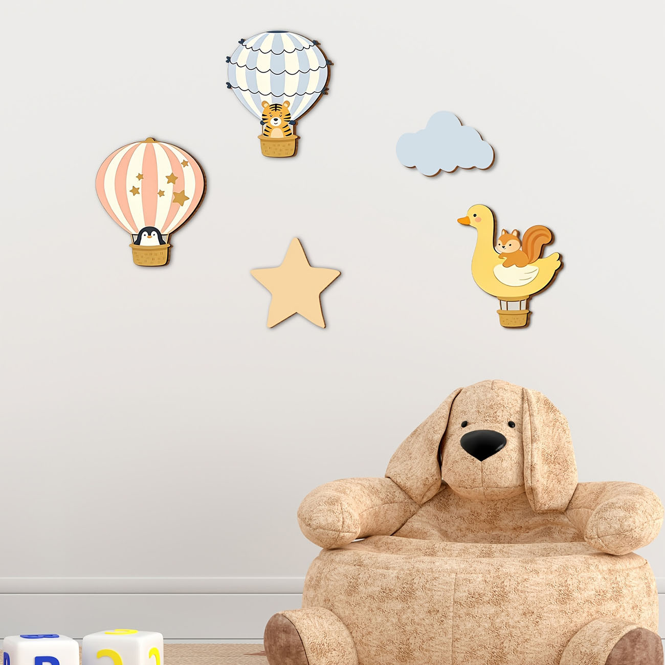 5Pcs Animal Hot Air Balloon Wo - đánh giá và giá Baby Nursery Stickers