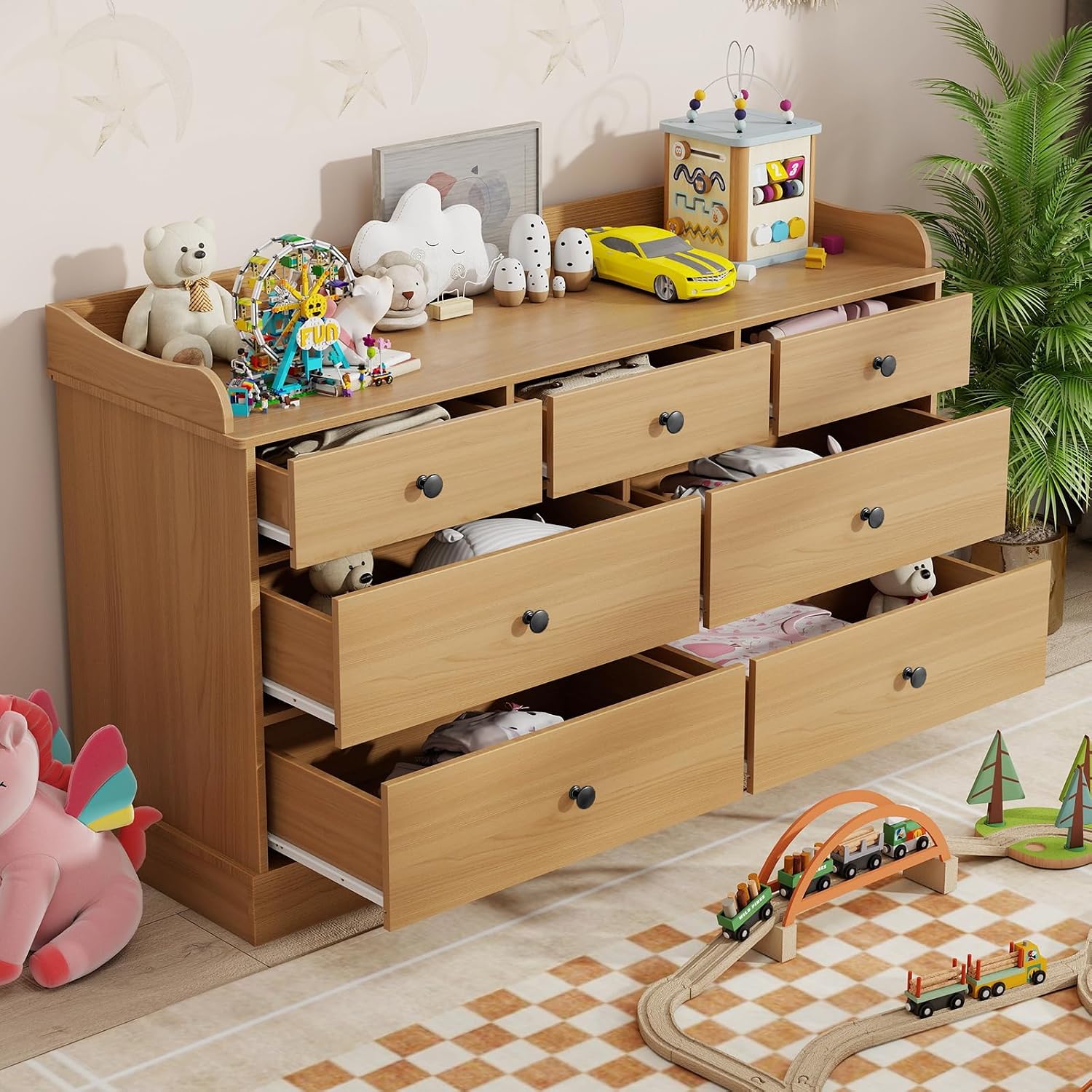 Kids Dresser Cabinet with 7 Dr - đánh giá và giá Baby Nursery Dresser Changing Table
